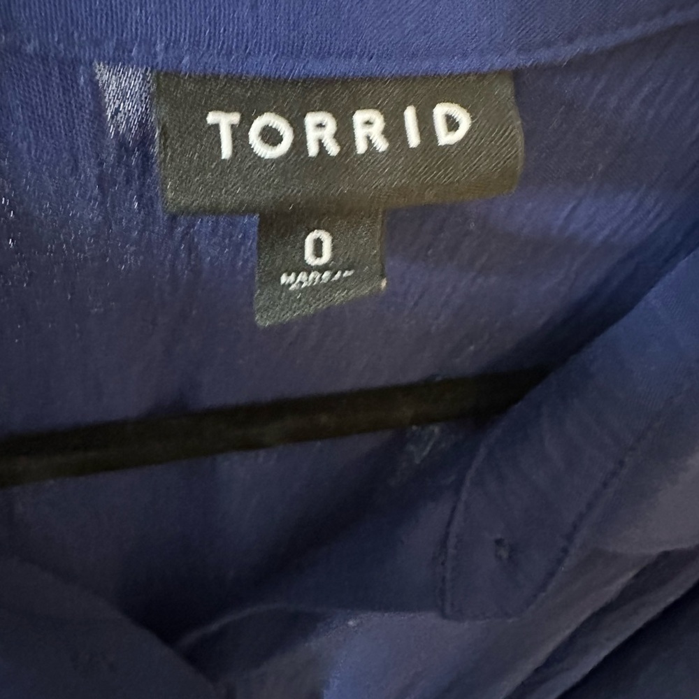 Women’s Torrid elegant Navy Blue Midi Dress button front SZ 0 (12) L draw string - Picture 11 of 12